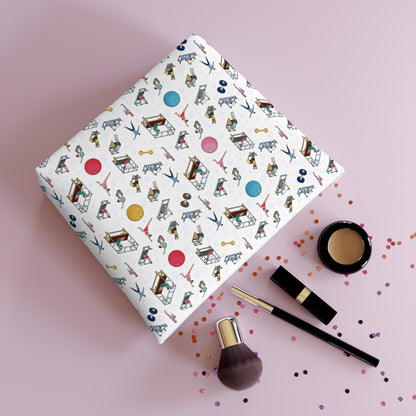 Pilates Print Cotton Cosmetic Bag/Makeup Organizer & Travel Pouch