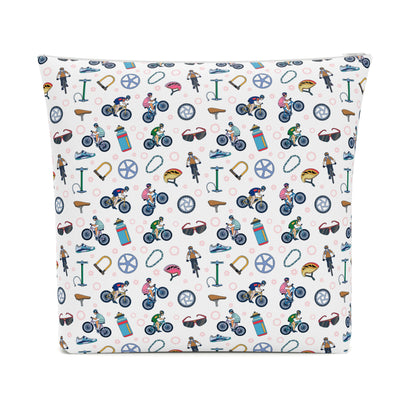 Mountain Biking Print Cotton Cosmetic Bag/Makeup Organizer & Travel Pouch