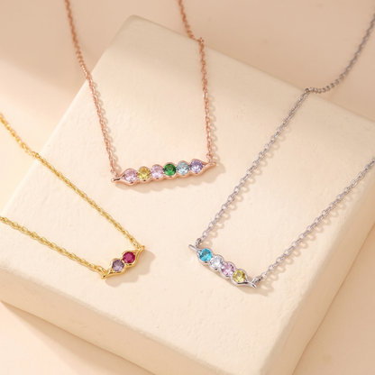 Personalized Peas in a Pod Birthstone Necklace, Family Birthstone Necklace for Mom