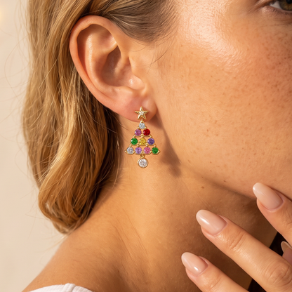 Birthstone Christmas Tree Earrings
