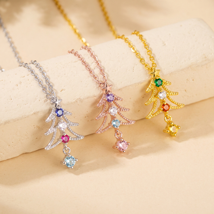 Custom Christmas Tree Birthstone Necklace