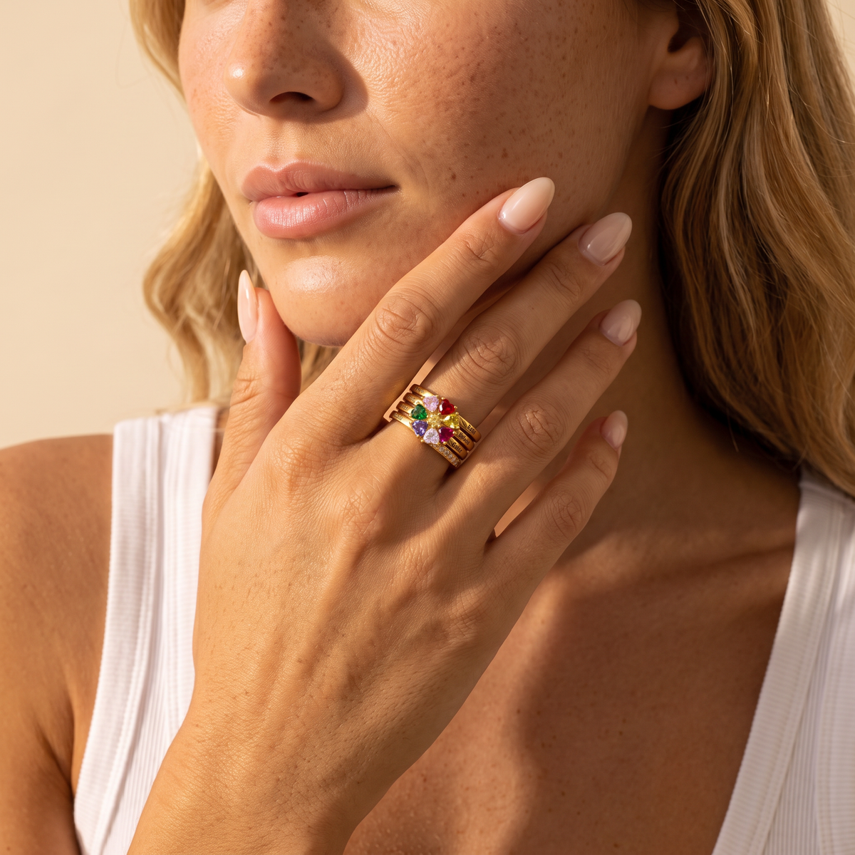 Personalized Family Birthstone Ring with Names