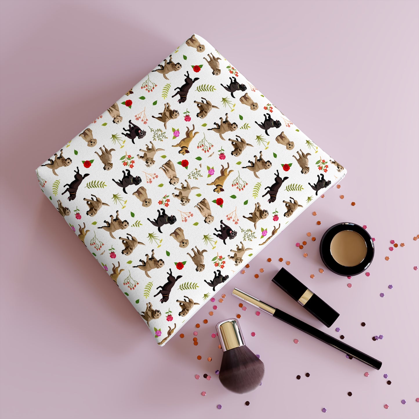 Labrador Print Cotton Cosmetic Bag/Makeup Organizer & Toiletry Bag