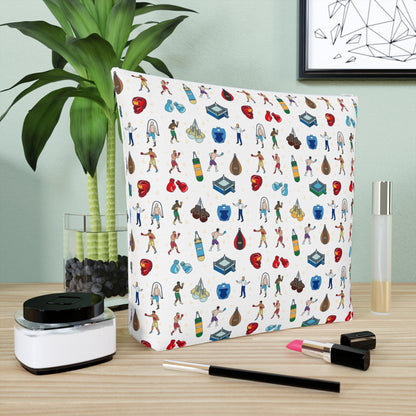 Boxing Print Cotton Cosmetic Bag/Makeup Organizer & Travel Pouch
