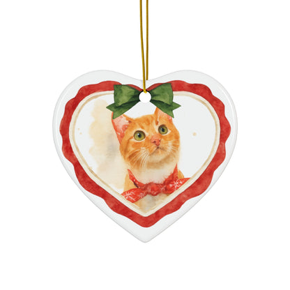 Pet Watercolor Christmas Personalized Heart Tree Ornament