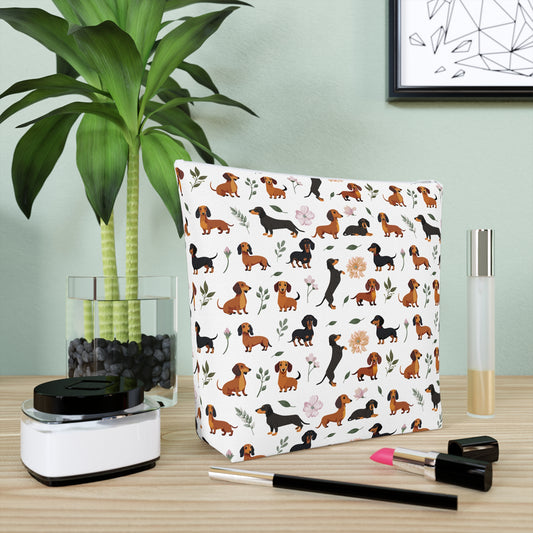 Dachshund Print Cotton Cosmetic Bag/Makeup Organizer/Toiletry Bag