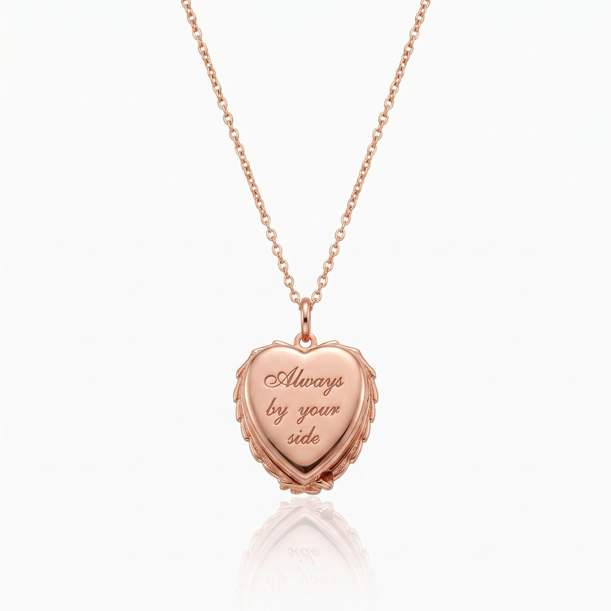 Angel Wings Urn Locket Necklace with Photo, Personalized Heart Cremation Locket for Ashes photo 1