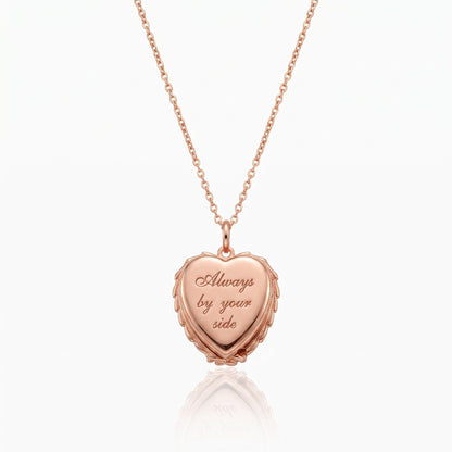 Angel Wings Urn Locket Necklace with Photo, Personalized Heart Cremation Locket for Ashes photo 1