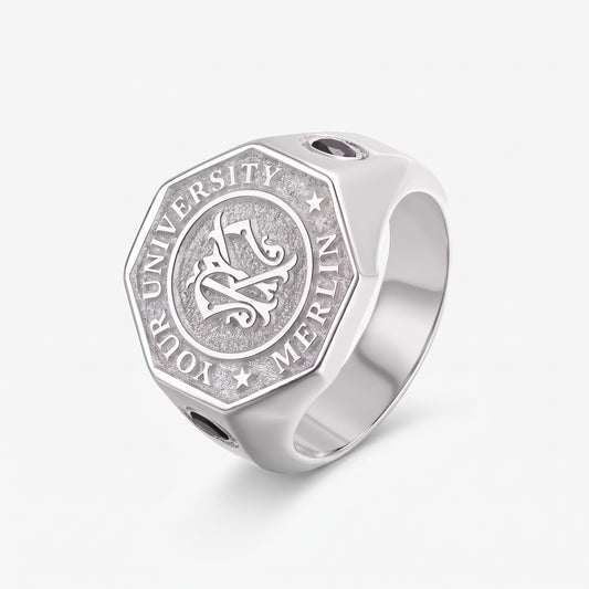custom monogram initials graduation signet ring birthstone