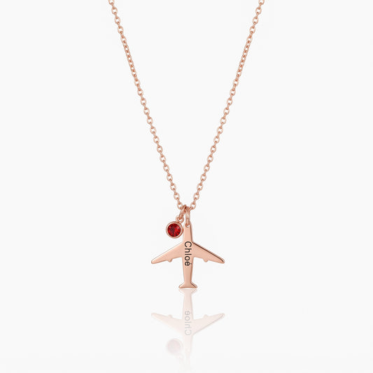 custom engraved airplane pendant necklace