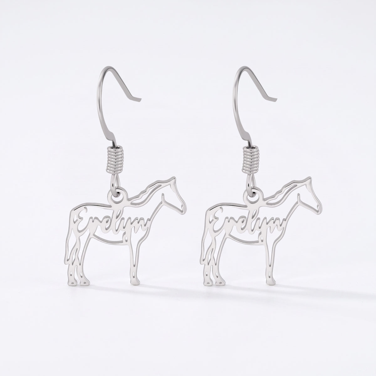 personalized horse silhouette dangle earrings