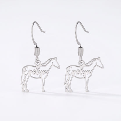 personalized horse silhouette dangle earrings