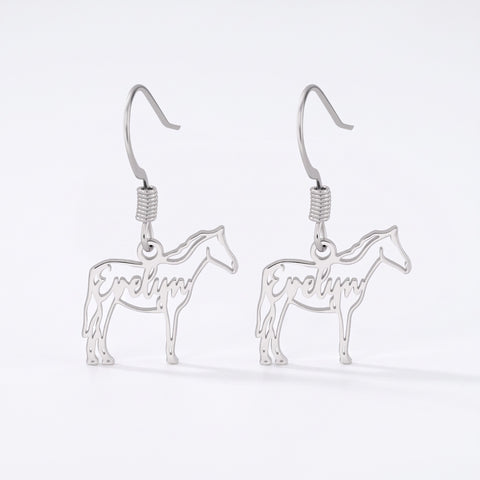 Personalized Horse Silhouette Dangle Earrings