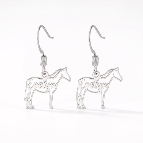 Personalized Horse Silhouette Dangle Earrings