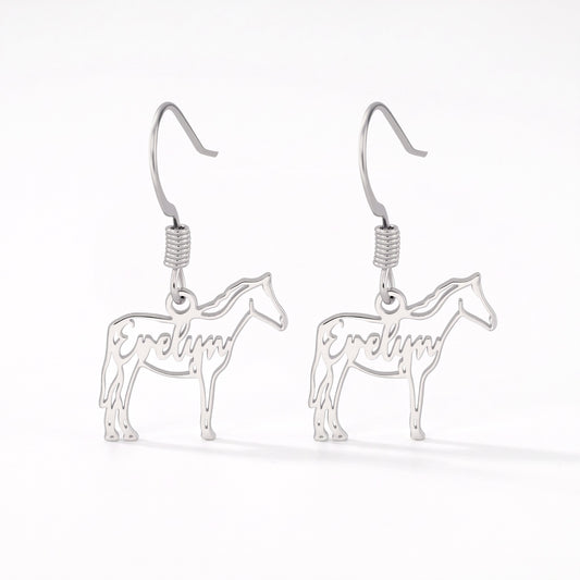 personalized horse silhouette dangle earrings