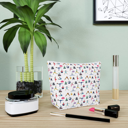 Yoga Print Cotton Cosmetic Bag/Makeup Organizer & Travel Pouch