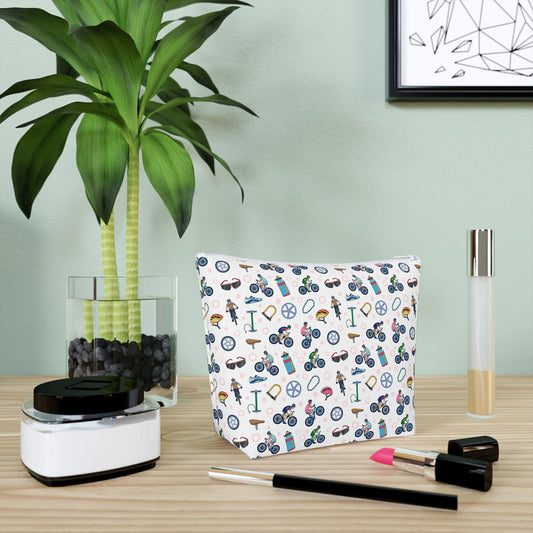 Mountain Biking Print Cotton Cosmetic Bag/Makeup Organizer & Travel Pouch