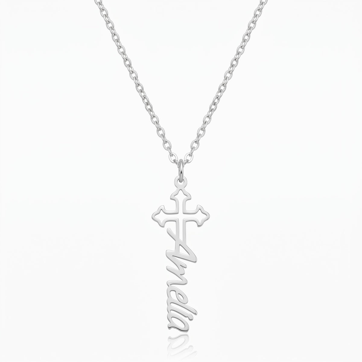 custom dainty cross and name necklace