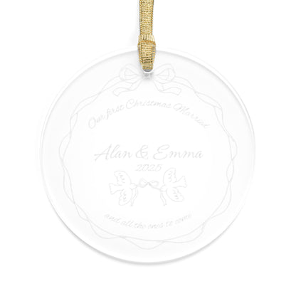 'First Christmas Married' Personalized Clear Acrylic Holiday Tree Ornaments