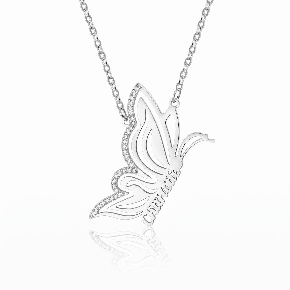 personalized dainty butterfly name necklace