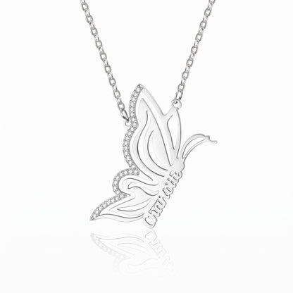 personalized dainty butterfly name necklace
