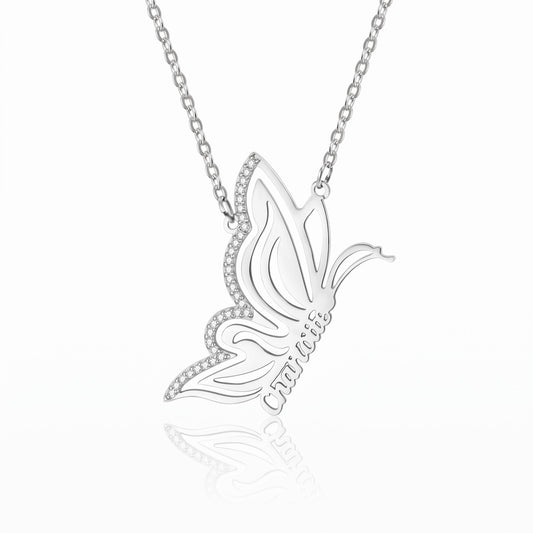 personalized dainty butterfly name necklace