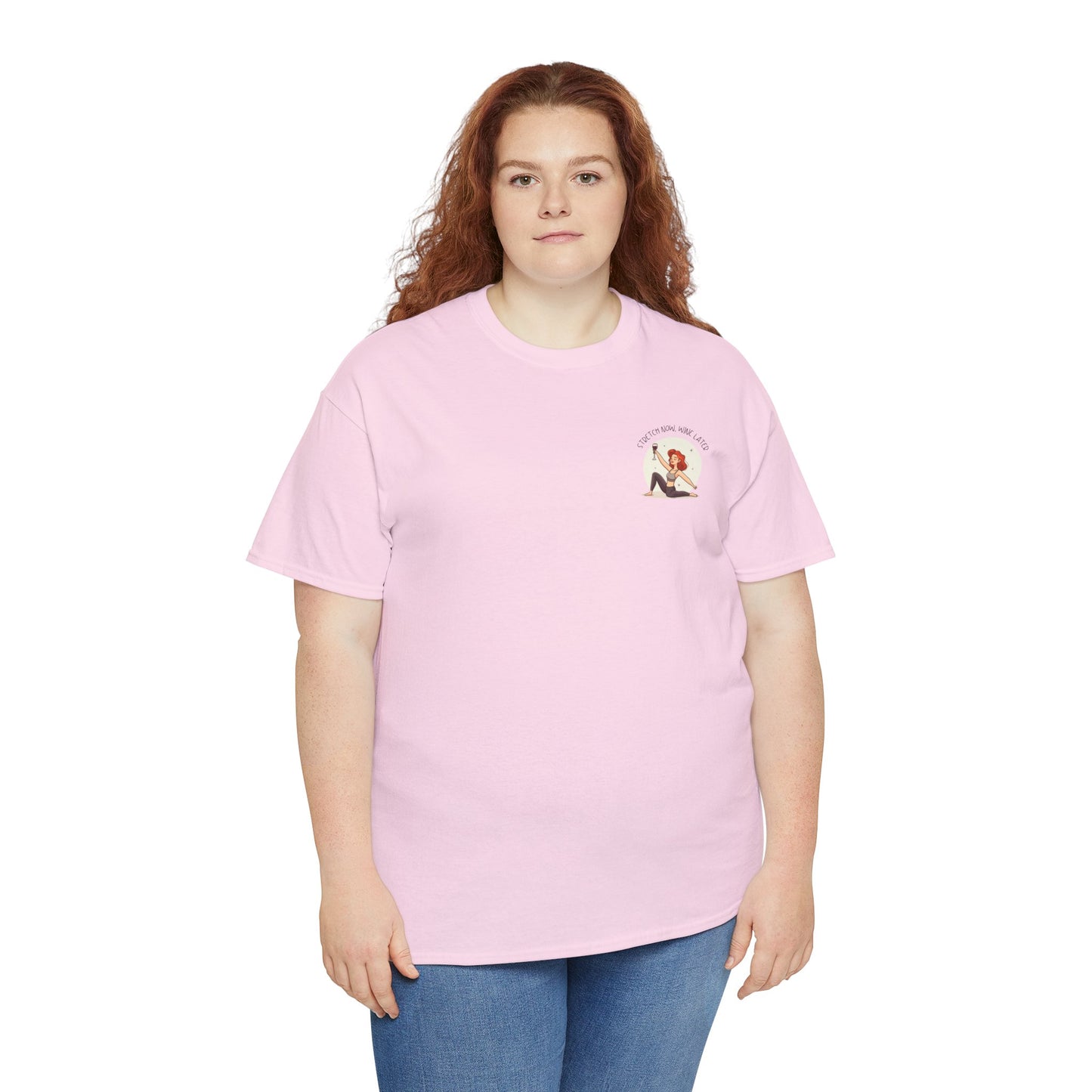 Stretch Now Wine Later Graphic T-Shirt (Ginger)