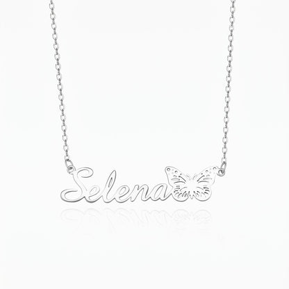 personalized name birth butterfly necklace