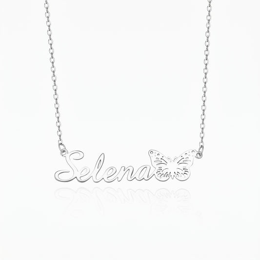 personalized name birth butterfly necklace