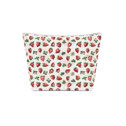 Strawberry Print Cotton Cosmetic Bag/Makeup Travel Pouch