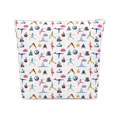 Yoga Print Cotton Cosmetic Bag/Makeup Organizer & Travel Pouch