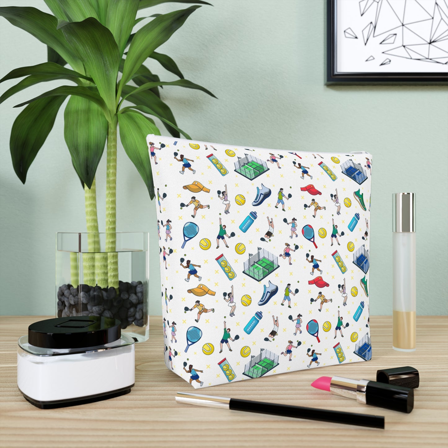 Padel Print Cotton Cosmetic Bag/Makeup Organizer & Travel Pouch