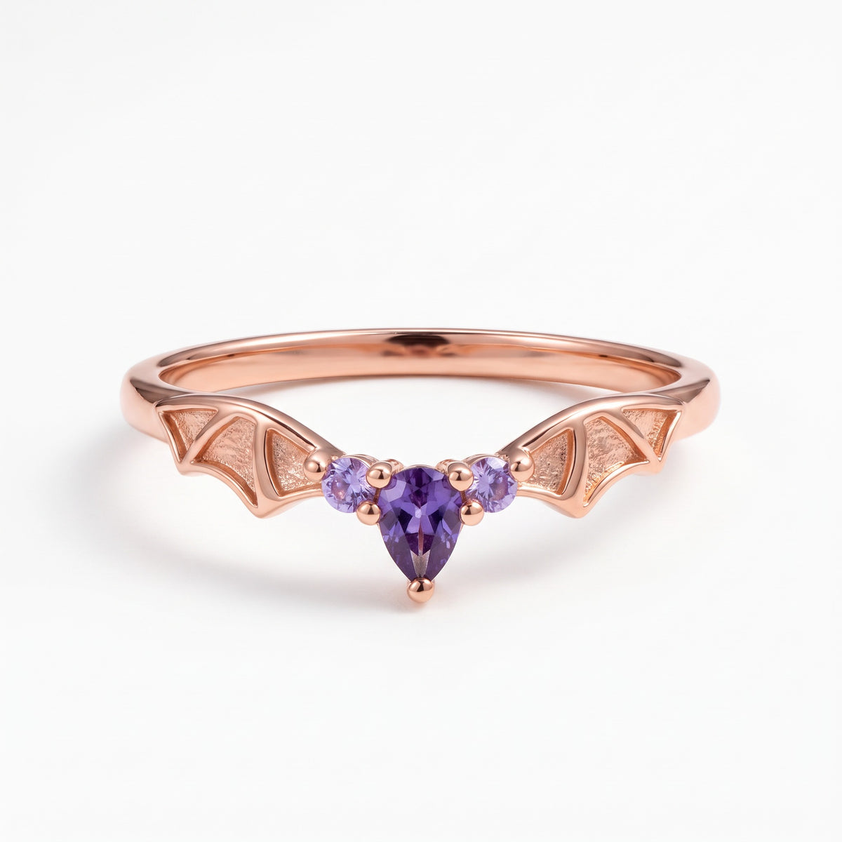 gothic bat wings ring with name