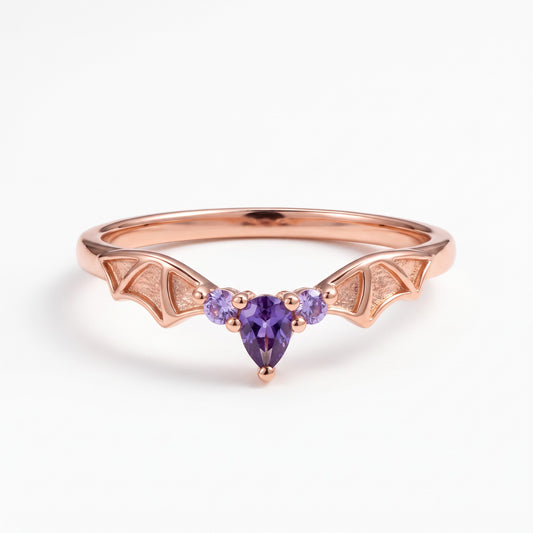 gothic bat wings ring with name