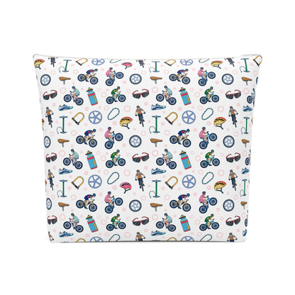 Mountain Biking Print Cotton Cosmetic Bag/Makeup Organizer & Travel Pouch