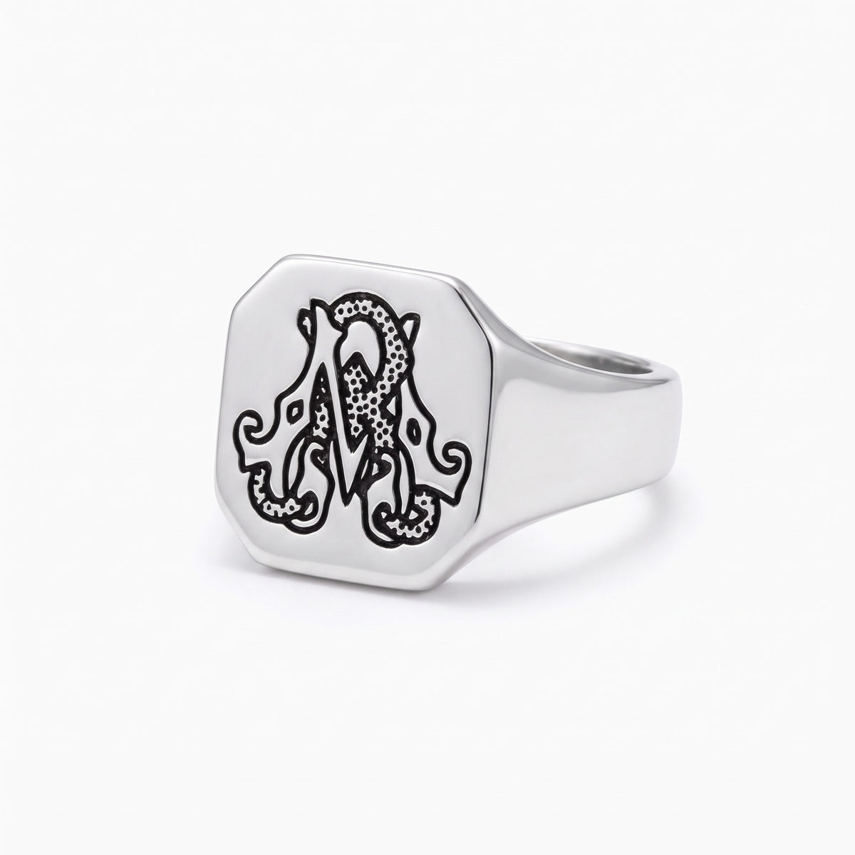 personalized double initials signet ring