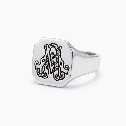 personalized double initials signet ring