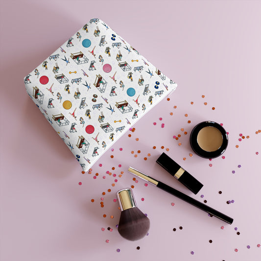 Pilates Print Cotton Cosmetic Bag/Makeup Organizer & Travel Pouch