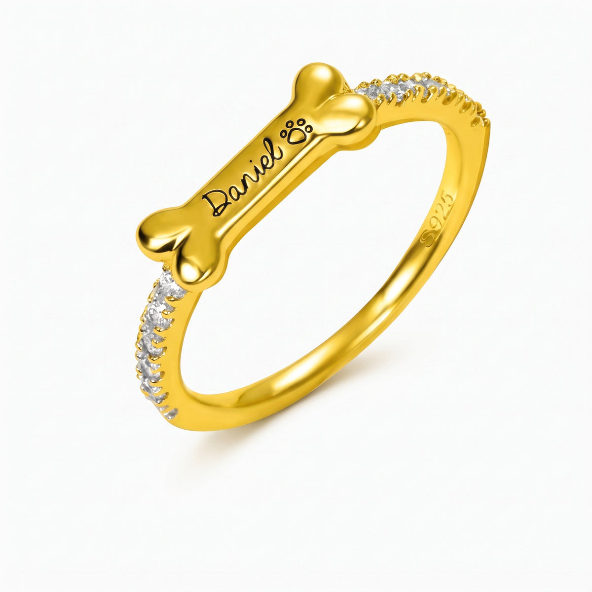 personalized bone shaped name ring