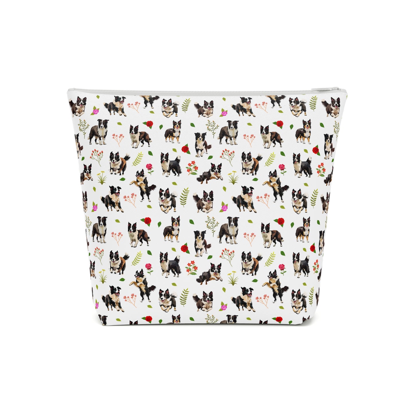 Border Collie Print Cotton Cosmetic Bag/Makeup Travel Pouch