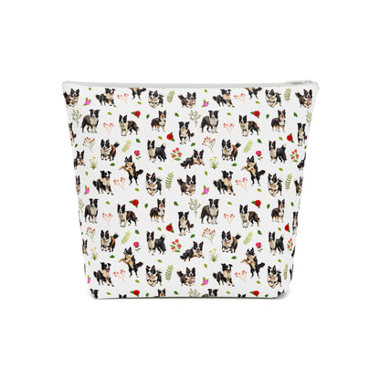 Border Collie Print Cotton Cosmetic Bag/Makeup Travel Pouch
