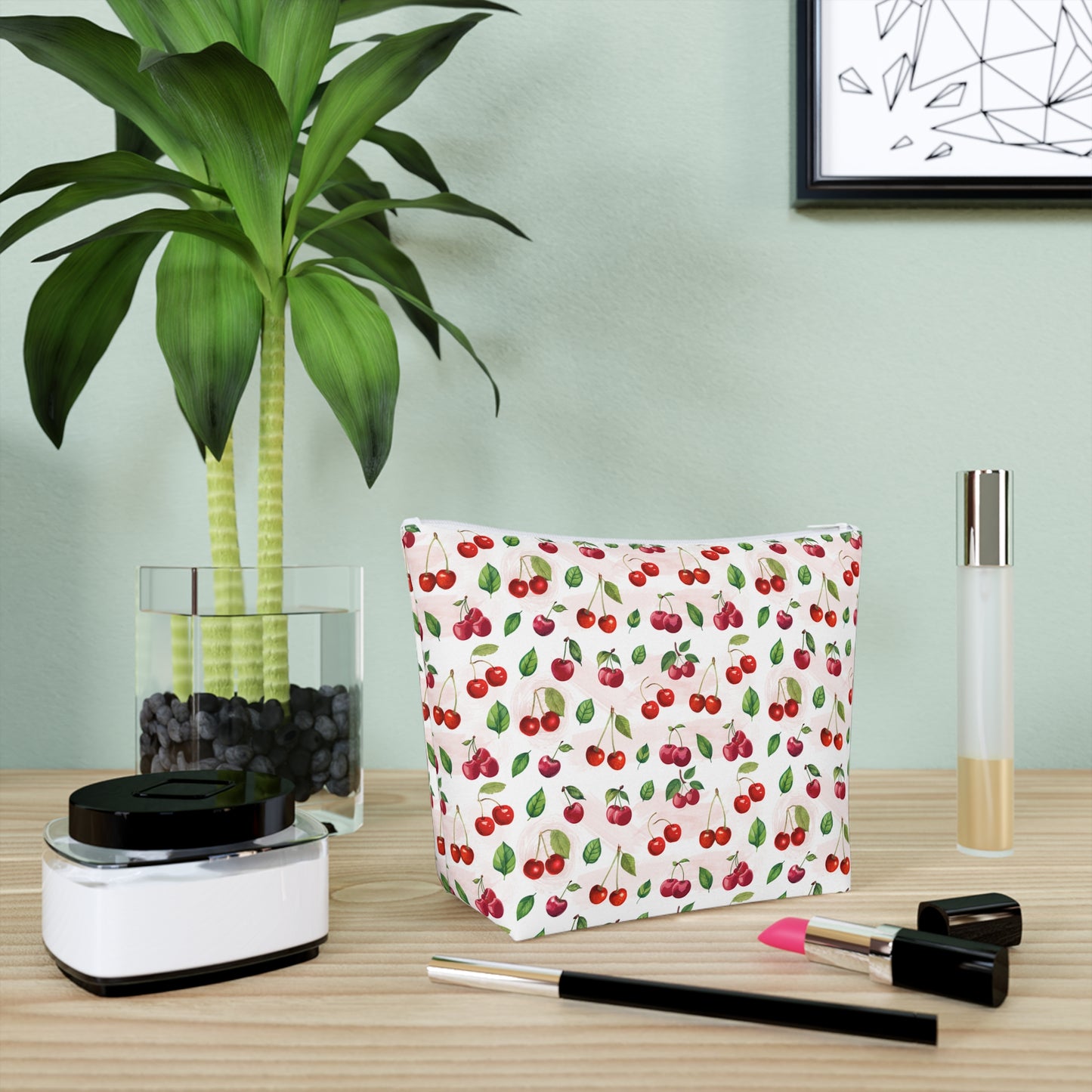 Cherry Print Cotton Cosmetic Bag/Makeup Travel Pouch