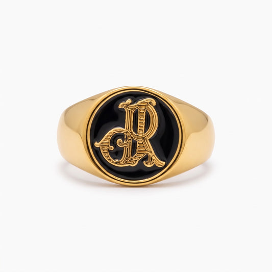 custom intertwined monogram signet ring vintage