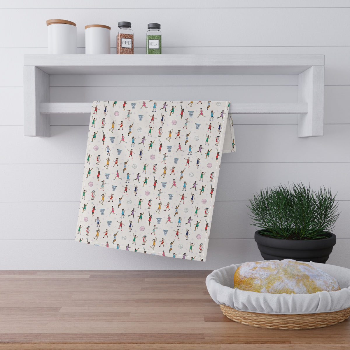 Geschirrtuch mit Netball-Motiv – Bella Olivia Gifts