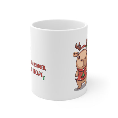 Christmas Reindeer Capybara Themed 11oz Ceramic Mug