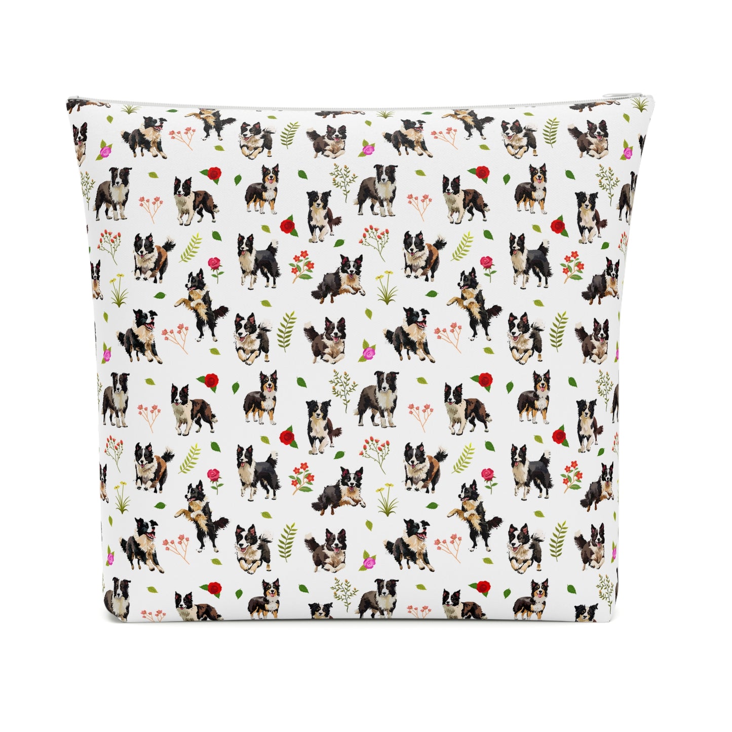 Border Collie Print Cotton Cosmetic Bag/Makeup Travel Pouch