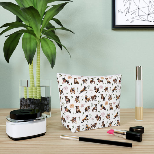 Staffordshire Bull Terrier Print Cotton Cosmetic Bag/Makeup Travel Pouch