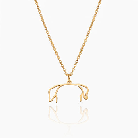 Custom Photo to Dog Ears Outline Necklace