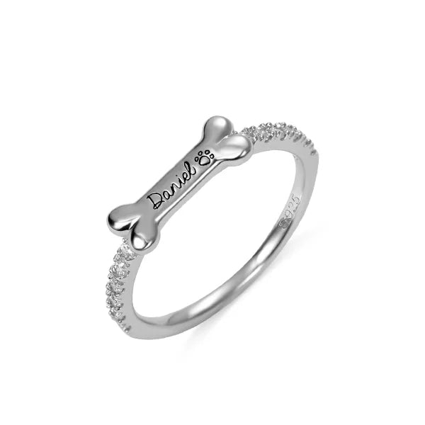 Personalized Bone Shaped Name Ring