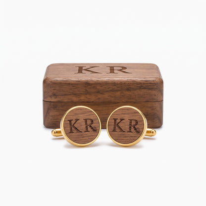 personalized wooden cufflinks with box
